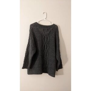 American Eagle Wool Blend Gray Cableknit V Neck Pullover Sweater, Medium